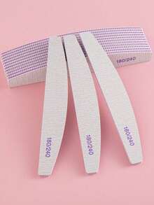 10pcs Professional Crescent Shape Nail Files, 180/240 Grit, Manicure Supplies, Nail Art Tools, Nail Care (Suitable For Nail Extensions) - Grey - View 6