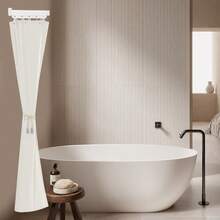 110.23 Lbs Bathroom Shower Curtain Folding Shower Curtain Rod Kit Wall Mounted - As Pic - View 3