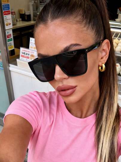 一副男女通用猫眼方形超大太阳镜，百搭时尚，适合街头风、旅行、度假、运动、驾驶、节日庆典、郊游、夏季配饰、家庭旅行、高尔夫、徒步、优雅装扮、节日氛围、健身、派对、街头时尚、钓鱼、户外活动、假日等场合。