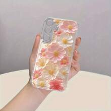 Funda de Teléfono de Flor Rosa y Blanca para Samsung Galaxy A02 A03S A04 A05S A06 A13 A14 A15 A16 5G A21S A22 A23 A24 A25 A26 A32 A34 A35 A36 A50 A52 A53 A54 A55 A56 A73 S21 Ultra S22 Plus S23+ S24 FE S48 Funda de Teléfono Transparente de Caricatura a Prueba de Golpes Cobertura Completa TPU Funda Suave Creativa - Multicolor - Ver 10