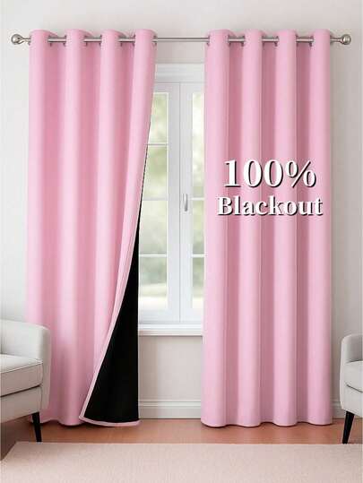 Cortinas para habitación Blackout 100%,  Opaca con Revestimiento Negro 137x240cm, 1 pieza. – 100% Bloqueo de Luz, Aislante y Decorativa