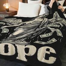 Dark Retro Contrast Cozy Flannel Throw Blanket Multifunctional Blanket Adaptation Couch Sofa Bed Office Nap Dorms Car Living Room Bedroom Picnic Travel Camping Chair Machine Washable Soft Warm Flannel Blanket Lightweight Portable Fluffy Throw Blanket Comfortable Flannel Blanket Black Bottom Raindrops With Wings, Classical Goddess Statue, Dollar Banknote, Hope, Match Fall Decor Autumn Decor Bedroom Decor Festival, Including Birthday Anniversaries New Year Gifts Thanksgiving Christmas Wedding, Ideal Gift Blanket, Send Her Him Friends, Family, Colleagues, Brothers, Sisters, Best Friend, Boyfriend, Girlfriend, Suitable For Suitable For Movie Fans Or Unique Decor, Daily Casual Blanket Cozy And Warm Blanket Four Seasons All Season Comfort Personality Holiday Gift - Multicolor - View 6