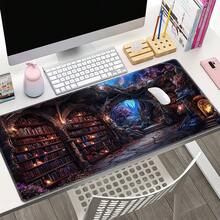 1件装魔法神秘档案主题桌垫，图书馆风格，女巫鼠标垫XL，暗黑学院风桌垫，美观鼠标垫，送给妻子的礼物，游戏办公两用鼠标垫，桌面配件，电脑配件垫，防滑底座，缝边设计，大号电脑桌垫，适合游戏和办公使用。 - 彩色 - 查看 1