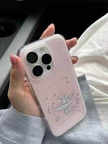 Smoke Summer Swims Fountain Show White Rabbit, Prevent Fall Protection Shell, Fashion And Personalized Is Compatible With Iphone17 / Iphone17promax IPhone16 Pro Max/IPhone15 Pro/Iphone14 / Iphone13/12/11 / XS/XR / 8/7, It's Suitable As A Christmas Gift For Family Members/Friends/Sisters/Girlfriends - Pink - View 2