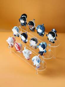 1pc Round Corner Transparent Acrylic Tiered Figurine Display Shelf, Transparent Acrylic Multi-Tier Blind Box Figurine & Cosmetics Small Decor Display Stand - Clear - View 4