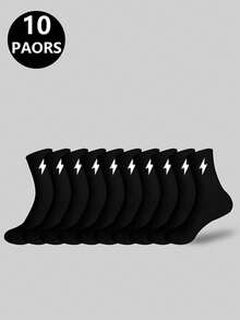 2/5/10/20 双装黑白条纹运动袜，男女通用跑步袜，防滑舒适设计，休闲日常穿着 - 彩色 - 查看 28