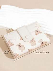 Baellerry 1pc Girl's Wallet With Bear Print Zippered Coin Snap Button Wallet Card Wallet Keychain Charms For Girl - Multicolor - View 5