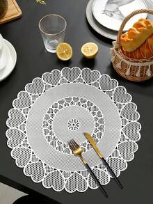 1/4/6pcs Rose Flower Heart Shaped Placemats, Wedding Party Dining Table Decor Placemats, Round Vase Coasters, Date Night Dinner Placemats, Waterproof Placemats For Valentine's Day, Easter, Thanksgiving, Mother's Day - Multicolor - View 4