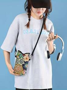 Funda de teléfono con estampado floral de acuarela, bolso cruzado multifuncional, bolsa protectora para teléfono a prueba de golpes, bolso de hombro y billetera de estilo casual para mujer, adecuada para varios modelos de teléfonos. Es la opción perfecta para regalos de cumpleaños, regalos festivos, regalos de Año Nuevo o regalos del Día de San Valentín. - Talla única - Ver 5