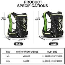 INOXTO Chaleco de hidratación ligero para correr, mochila de hidratación con bolsa de agua de 1,5 l y botella de agua plegable suave de 450 ml para senderismo, senderismo, correr, ciclismo, carreras para mujeres y hombres - M-Negro - Ver 2
