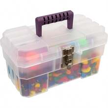 caja de herramientas de almacenamiento de suministros de arte de plástico de 14 pulgadas, semitransparente - Por supuesto - Ver 12