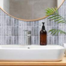 XISH Azulejos 3D Autoadhesivos para Cocina y Baño Fáciles de Instalar Resistentes al Agua 5 Paneles Decorativos de 30.5x30.5 cm Rosa Antigua - Gris Ártico - Ver 5