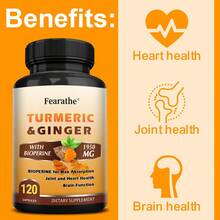 Turmeric & Ginger Supplement 120 Capsules - 1950 MG Per Serving - With Black Pepper - Supports Heart, Brain & Joint Health - 1瓶 - 查看 7