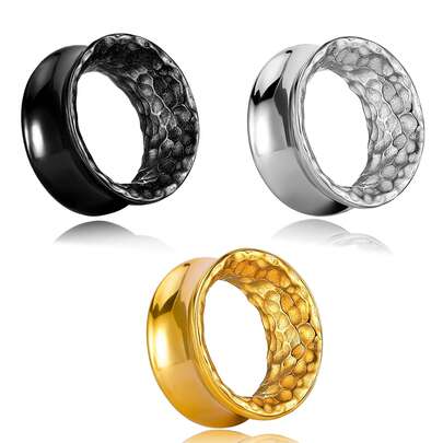 2件装男女通用复古316L不锈钢锤形耳扩耳钉嘻哈朋克风穿刺饰品