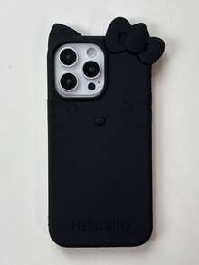 Sanrio 1pc 3D Cartoon Black KT Cat Phone Case Compatible With IPhone 12/13/14/15/16/17/Pro Max - Black - View 4