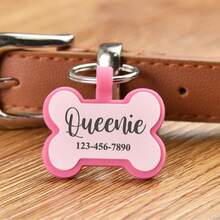 Personalized Pet ID Bone-Shaped Tag, Silicone Dog Tag, Cat Name Tag, Customized Dog Tag, Available In Navy Blue, Magenta, Green, Sky Blue, The Best And Most Beautiful Gift For Your Dog - Multicolor - View 10