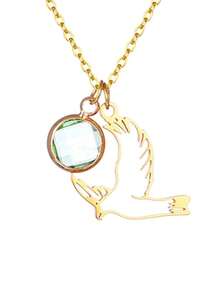 1 pièce Collier pendentif oiseau en acier inoxydable plaqué or 18 carats pour femme, pendentif pierre de naissance de décembre, collier commémoratif de l'oiseau de la liberté, convient pour l'anniversaire, l'anniversaire de mariage, cadeau de demoiselle d'honneur, cadeau de la Saint-Valentin - Doré - Voir 15
