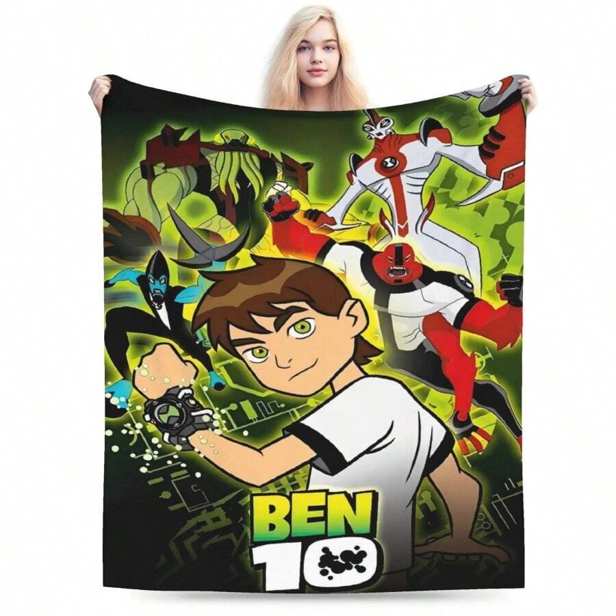 Omnitrix Flannel Blanket Winter Soft Warm Throw Blanket For Adult Outdoor Pattern Bedspread Sofa Bed Cover9 (1).Jpg - White - View 1