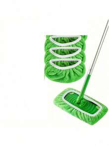 3pcs Super Absorbent Reusable Mop Pads - Microfiber Cleaning Cloths For Wet And Dry Floors, Durable Green Replacement Pads With Center Ridge And White Edges, High-Quality Household Cleaning Pads - 綠色的 - 查看 6