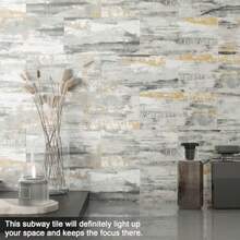 Azulejos Autoadhesivo Mármol AdhesivoAzulejos Para Cocina Panel Decorativo Pared Baño Grandes Pegatinas de Pared 3d Impermeables 10x20cm Blanco Calaeatta - Gris - Ver 3