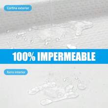 XISH Cortina de Baño sin Gancho con Forro a Presión 183x191cm de Cortina de Ducha de Tela Gofre Doble Capa Impermeable y Lavable Cortina Regadera Antimoho para Hogar Baño Gris 183 * 191cm - Blanco - Ver 4