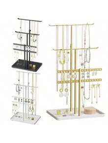1pc - Jewelry Display Stand With Base, 5-Tier Necklace & Earring Display Tree, Bracelet Earring Ring Holder, For Bedroom/Window Display/Event Exhibition/In-Store Decor/Photo Decor. Detachable & Convenient. Minimalist Fashion Luxury Elegant. Mother's Day Gift (Random Style/Random Pattern/Random Accessory) - Multicolor - View 8