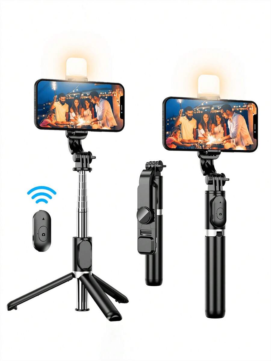 40-Inch Extendable Phone Selfie Stick, Professional Floor Stand, Designed For Live Streaming, Equipped With Wireless Remote Control Smartphone Tripod, 360° Rotation, Stable Anti-Shake Handheld Monopod, Ideal For Travel, Outdoor Vlog And Live Streaming, Especially Suitable For Summer Vacation, Travel And Outdoor Activities - one-size - View 1