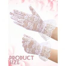 Geyoga 4 Pairs Lace Gloves Women Fingerless Tea Party Elegant Short Lace Gloves For Wedding Bridal Halloween,5-12Years,PureWhite - 純白 - 查看 4