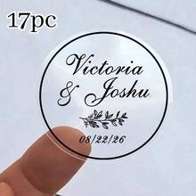 17/35/70pcs Custom Clear Plastic Stickers With Black Print ,Personalized Wedding Transparent Stickers,Stickers For Wedding,Personalized Label Transparent Sticker,Valentine's Day Gift, Couple Gift - Multicolor - View 40