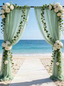 1 pezzo 150*215cm Tessuto in chiffon verde ad arco, tessuto per drappeggio, tessuto per arco nuziale, decorazioni per cerimonia e ricevimento di nozze, tessuto trasparente per drappeggio decorazioni nuziali, forniture per feste di nozze, decorazioni nuziali, velo da sposa, striscione nuziale, regali di nozze, decorazione per arco, decorazione superiore per matrimonio, tenda, decorazione per la casa, decorazione per la stanza - Verde - Visualizzare 7