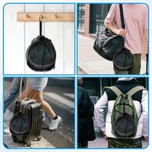 1pc Sports Volleyball Net Bag With Clip-On Ball Pouch, Foldable Drawstring Backpack For Basketball, Football, Gym Bag With Hook - Gift For Volleyball Players - Multicolor - View 3