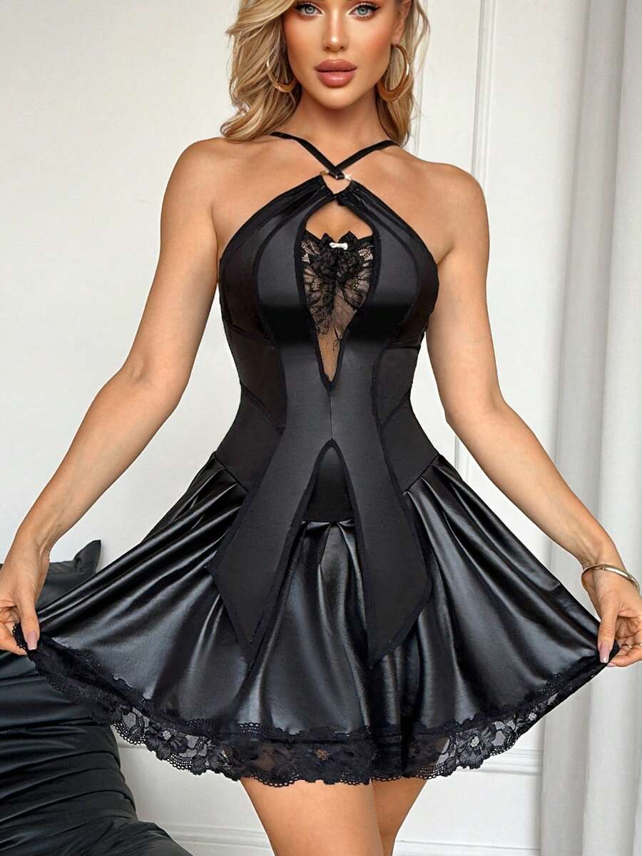 新款角色扮演服装吊带裙 - 黑色 - 查看 1