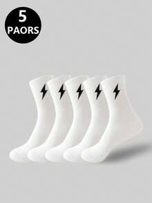 2/5/10/20 双装黑白条纹运动袜，男女通用跑步袜，防滑舒适设计，休闲日常穿着 - 彩色 - 查看 13