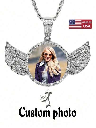 1pc Customized Photo Necklace, Personalized Couple Picture Frame Pendant, Women's Round Memory Pendant Necklace With Rope Chain, Hip-Hop Jewelry For Men Gifts For Mom And Dad, Gifts For Friends, Gifts For Couples, Gifts For Best Friends Silver Stylish,Fall Fashion,Casual,Contracted,Simple,Unisex,Hipster Custom,Personalized,Unique Ideal Gifts For Her,For Weddings,School Supplies,Back To School,For Office,For School,For Classroom,For Teacher Gifts,For University,For Colleague,For Dorm Rooms,For Teacher,For Boys And Girls,For Teenagers,Junior High School Students,Middle School Students,High School Senior High School Students,College Students,University Students,Freshman,Sophomore,Underclassmen,Delicate Romance