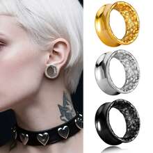 2件装男女通用复古316L不锈钢锤形耳扩耳钉嘻哈朋克风穿刺饰品