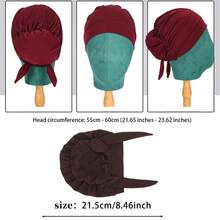 Awegeo 1/4/6件装女士纯色裹身式头巾，带荷叶边和花卉图案 - 弹力透气头带，休闲优雅风格；防滑贴合设计，柔软可调节面料，适合日常佩戴。 - A - 查看 7