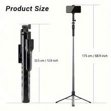 多功能手持自拍杆带三脚架，适用于直播和摄影，兼容所有相机和智能手机 - 黑色 - 查看 11