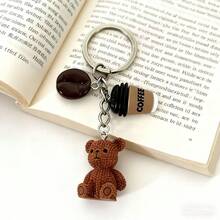 1 New Stylish Keychain, Cute Animal-Themed Coffee-Style European And American Style Key Chain Lanyard, Home Decoration, Bag And Phone Case Charm. - Multicolor - View 3