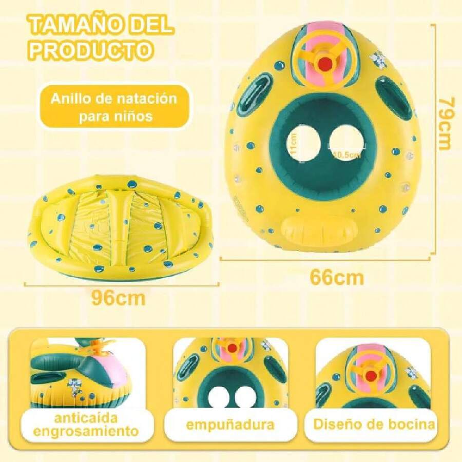 Flotador de Piscina para Niños, Flotador Inflable para Niños, Juguetes de Fiesta de natación en la Playa para niños y Adultos, con toldo, Incluye Bomba + Brazaletes de ,37491649 - Tipo de Enchufe A Japonés (100V) - Ver 1