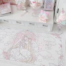 Pink Kawaii Chi Wedding PU Leather Desk Mat |   Cute Anime Mouse Pad For Students, Girls Dorm Dining  Study Table Decor - 9.84x11.81in - View 10