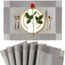 Manteles Individuales para Mesa, Manteles Individuales 6PCS, Manteles Antideslizante y Resistentes Calor, Individuales para Mesa para el Hogar, Restaurante, Cocina, Hotel, Cafetería ()(Gris Plata) - Multicolor - Ver 1
