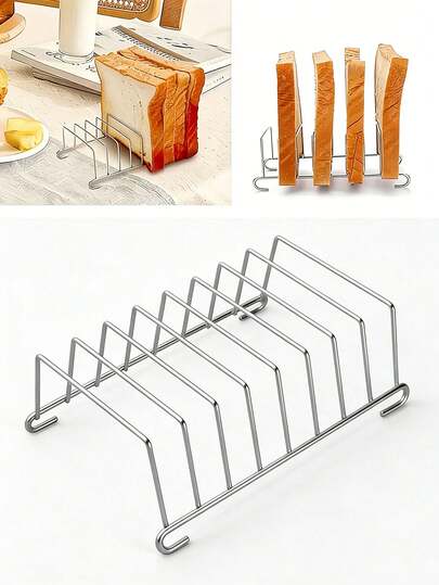 1 Stainless Steel Air Fryer Toast Rack, Stainless Steel Toast Rack, Cooling Rack For Toast, Pancakes, Bread - Toast Multiple Slices Of Bread At A Time, Suitable For Home, Kitchen, Camping And Restaurant Use, Baking Accessories