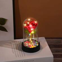 一束装在玻璃罩里的仿真玫瑰花束，适合作为母亲节和情人节礼物。可以送给女朋友、室友，或者用作桌面装饰。 - 彩色 - 查看 14