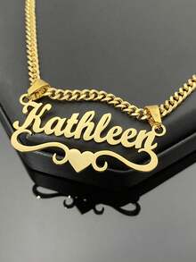 Customized Dainty Nameplate Necklace, Custom Name Stainless Steel Necklace, Personalized Nameplate, Golden Love Gold Name Necklace, 18K Gold Filled Name Necklace, Suitable For Women, Personalized Gift For Friends, School Supplies, For Teacher Gifts, For Dorm Rooms, For Teacher, College Students, Freshman, Sophomore - 彩色 - 查看 5