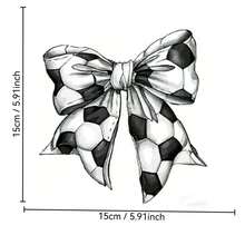 1个足球蝴蝶结熨烫贴纸 - DIY热压贴纸，适用于T恤、牛仔裤、背包 | 可水洗涤纶布贴 - 彩色 - 查看 2