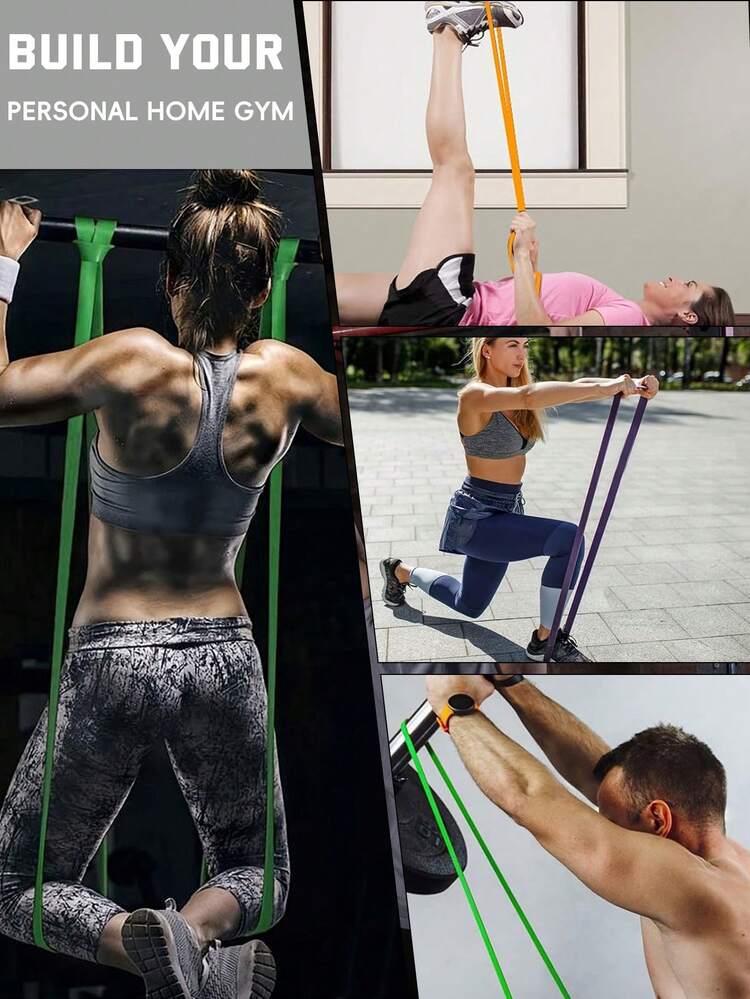 5磅至230磅的引体向上阻力带，包括引体向上拉力带、弹力带、健身TPE阻力带和引体向上辅助带。男女皆宜，适合健身训练。弹力带套装，可用于拉伸运动，适用于瑜伽、普拉提和高强度弹力带训练。适合健身房或家庭锻炼。 - 彩色 - 查看 5