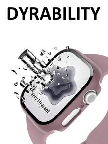 2pcs Smoke Purple PC + Tempered Glass Integrated Watch Case, Shock-Proof, Scratch-Resistant, Fashion Protective Cover, Compatible With Apple Watch 40mm/41mm/42mm/44mm/45mm/46mm/49mm, Compatible With Apple Watch Ultra/SE/11/10/9/8/7/6/5/4 Series, Comfortable Wear, Unisex, All-Round Protection - Smoky Purple + Smoky Purple - View 3