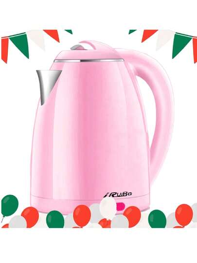 RB- 168S Hervidor de Agua Eléctrico Hogar 2L: Acero Inoxidable, Calentamiento Rápido y Apagado Automático – Tetera Compatible con Normas EU y US, Perfecta para Preparar Té y Agua Caliente