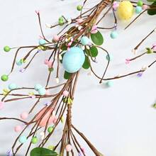 5英尺复活节彩蛋花环，饰以人造春光花环、喷雾藤蔓、泡沫彩蛋和浆果，适用于复活节装饰、春季派对、壁炉架、室内外家居门饰。 - 多色 - 查看 5