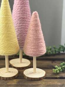 1pc Easter Cone Tree Decor, Spring Desktop Tree Ornament, Pink & Yellow Cone Display Desk Decoration, Suitable For Easter Tabletop Center, Living Room, Bedroom, Shelves, Fireplace, Tray, Spring Home Decor, Holiday Party, Easter Celebration, Photography, Garden & Farmhouse Style